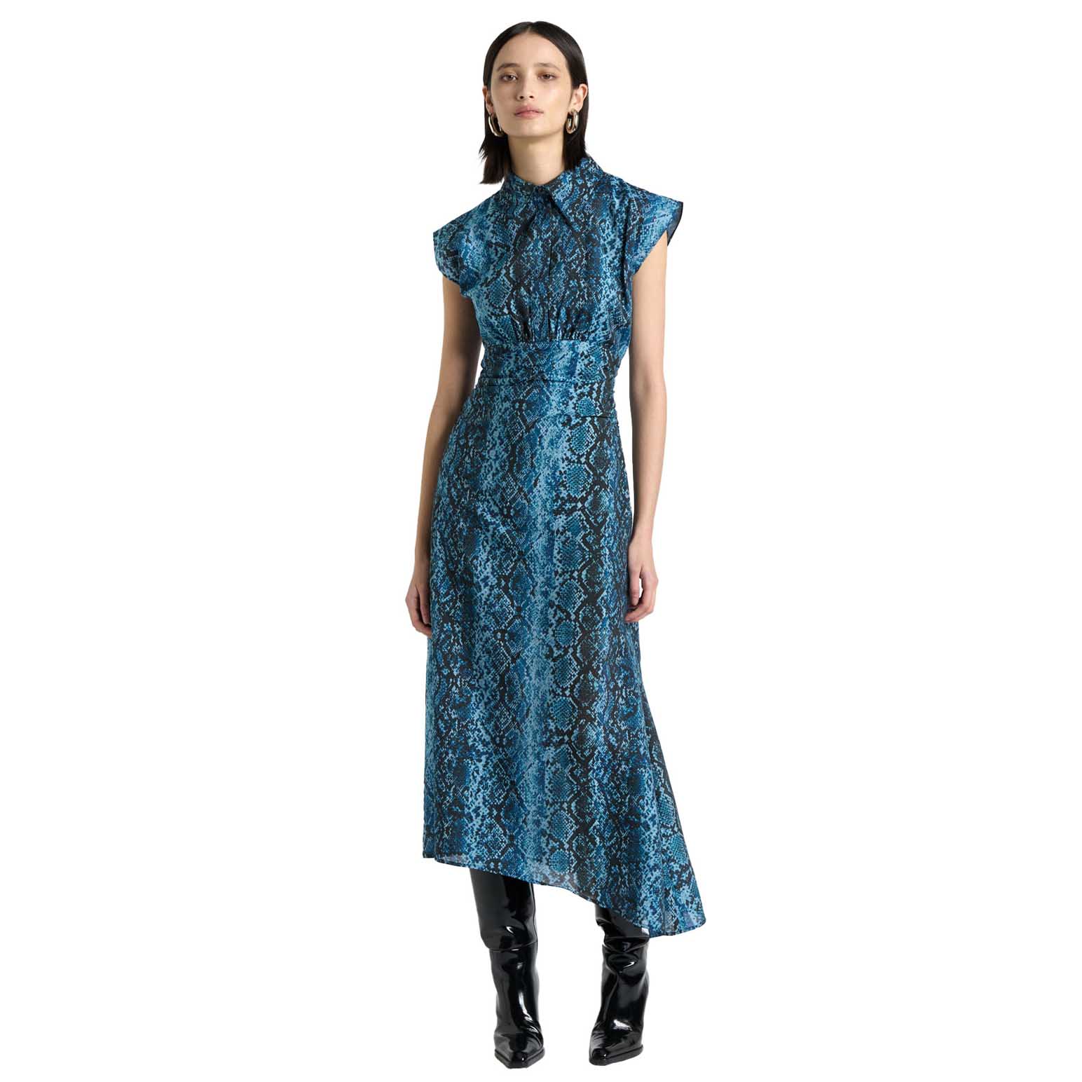 Cue Indigo Python Midi Dress